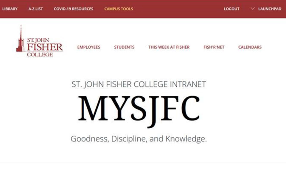 A screenshot of the new mysjfc.edu landing page.